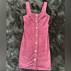 No Boundaries Purple Button down Overall Dress
